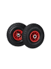 relaxdays 8x Sackkarrenrad in Schwarz/ Rot - 3.00-4