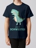 wat? Apparel T-Shirt Dinosaurier 03 Große Schwester in Dunkelblau