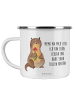 Mr. & Mrs. Panda Emaille Tasse Otter Blumenstrauß mit Spruch in Weiß