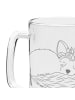 Mr. & Mrs. Panda Bierkrug Mit Gravur Wüstenfuchs Blumen ohne Spruch in Transparent