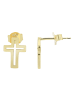 Adeliás Damen Ohrringe – Ohrstecker Kreuz aus 925 Silber in gold