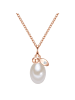 Valero Pearls Halskette aus Sterling Silber mit Zirkonia und Süßwasser-Zuchtperle in roségold