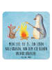 Mr. & Mrs. Panda Glasuntersetzer Pinguin Lagerfeuer mit Spruch in Eisblau