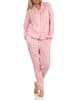 NORMANN Pyjama Jersey zum durchknöpfen Karo - 61825 in rosa