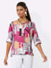 creation L Modal-Bluse in fuchsia-hellgrau-bedruckt