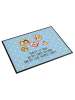 Mr. & Mrs. Panda Schreibtischunterlage Igel Familie mit Spruch in Blau Pastell
