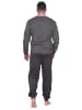 NORMANN Schlafanzug langarm Pyjama Bündchen Kuschel interlock in grau