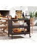 COSTWAY Servierwagen Rattan in Braun