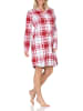 NORMANN Nachthemd langarm karierte Optik Jersey - 87523 in rot