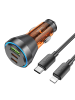 HOCO HOCO Autoladegerät USB QC 18W + 2 x Typ C 30W + Kabel Typ in Orange