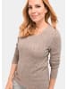 GOLDNER Kurzgröße:  Femininer Ajourpullover aus Melange in taupe / melange