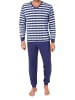 NORMANN Langarm Schlafanzug Pyjama Streifen in hellblau