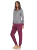 NORMANN langarm Frottee Pyjama Schlafanzug Bündchen und Zierspruch - 49881 in Grau
