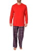 NORMANN Schlafanzug lang Pyjama FlanellHose Karo - 75023 in rot