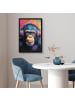 OnlyWow Poster mit Leiste Bunte Schimpanse