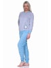NORMANN Frottee Pyjama langarm Bündchen und Pinguin Stickerei - 71481 in hellblau