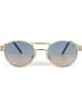 styleBREAKER Panto Sonnenbrille in Gold / Grau-Beige Verlauf