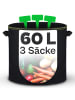 Praknu Pflanzsack 60l - 3 STK aus Vliesstoff mit 3 Schilder zum Beschriften