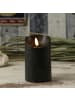 MARELIDA LED Kerze Echtwachs in Rustik Optik H: 12,5cm in schwarz