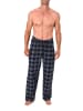 NORMANN Lange Schlafanzug Pyjama Flanell Hose kariert - 88092 in grau/marine