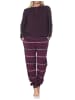 NORMANN Frottee Schlafanzug langarm Bündchen Streifenoptik in beere