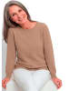 GOLDNER Merinopullover mit U-Boot-Ausschnitt in beige / melange
