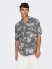 Only&Sons Kurzarm-Hemd mit Blumenmuster, Button-Down-Kragen in Dunkelgrau