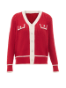 NALLY Damen Strickjacke in Rot Wollweiss