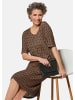 GOLDNER Elastisches Jerseykleid mit modischem Druck in schwarz / milchkaffee