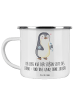 Mr. & Mrs. Panda Camping Emaille Tasse Pinguin Diabetes mit Spruch in Weiß