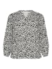 KAFFE curve Langarm-Bluse KCmahlena Regular fit in Chalk/Black Graphic Lines