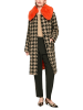 MARC CAIN COLLECTIONS Hahnentritt-Mantel mit abknöpfbarem Fake-Fur-Kragen in Tannin
