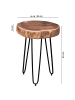 FineBuy Beistelltisch in Braun / Akazie / 35x35x45