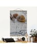 WALLART Stoffbild mit Posterleisten - Muscheln und Füller Vintage in Creme-Beige