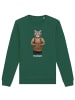 wat? Apparel Sweatshirt Katze mit Rucksack in Bottle Green