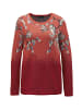 GOLDNER Baumwollpullover mit floralem Design in rot / gemustert