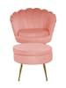 SalesFever Polsterhocker rund mit goldfarbenem Chromgestell und Samtbezug in Rose