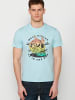 KOROSHI Kurzarm T-Shirt in blau