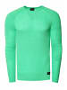 Rusty Neal Slim Fit Feinstrick Biker Rundhals-Pullover in Grün
