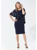 GOLDNER Kurzgröße:  Kleid mit raffiniertem Chiffonüberwurf in mitternachtsblau