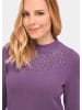 GOLDNER Strickshirt mit Glitzersteinen, Kragen in erika / melange