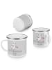 Mr. & Mrs. Panda Camping Emaille Tasse Bester Bräutigam mit Spruch in Heather Grey