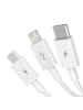 Wisam 3in1 Ladekabel Schnellladung USB auf M+L+C 3,5A 1m (Weiß)