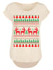 F4NT4STIC Long Cut T-Shirt Christmas Reindeers Weihnachten Muster in Whitesand