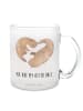 Mr. & Mrs. Panda Glühweinbecher Otter Herz mit Spruch in Transparent