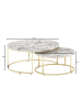 KADIMA DESIGN Couchtisch 2er-Set | Marmor-Optik Weiß-Gold, Metall, Rund in Gold