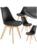 tectake Küchenstuhl Scandi-Design, gepolsterte Sitzfläche, 49 x 53 x 82 cm