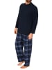 NORMANN Schlafanzug lang Pyjama karierte FlanellHose - 76563 in marine