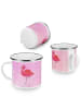 Mr. & Mrs. Panda Camping Emaille Tasse Flamingo Classic ohne Spruch in Aquarell Pink