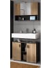 Inn.Furn Badmöbel-Set Eiche Artisan, grau 2-teilig 80 cm, Badkombination mit Rillen-Optik